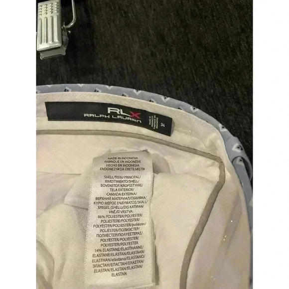 RLX Ralph Lauren Golf Shorts Performance Blue Geometric Patterned Stretch 34 9” - Picture 4 of 6